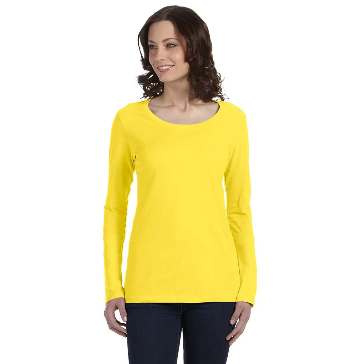 Anvil Women's Lemon Zest Ringspun Sheer Long-Sleeve Featherweight T-Shirt