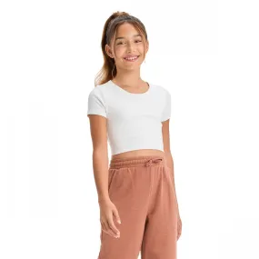 Art Class Girls Short Sleeve Scoop Neck Seamless Cropped Top 89736362