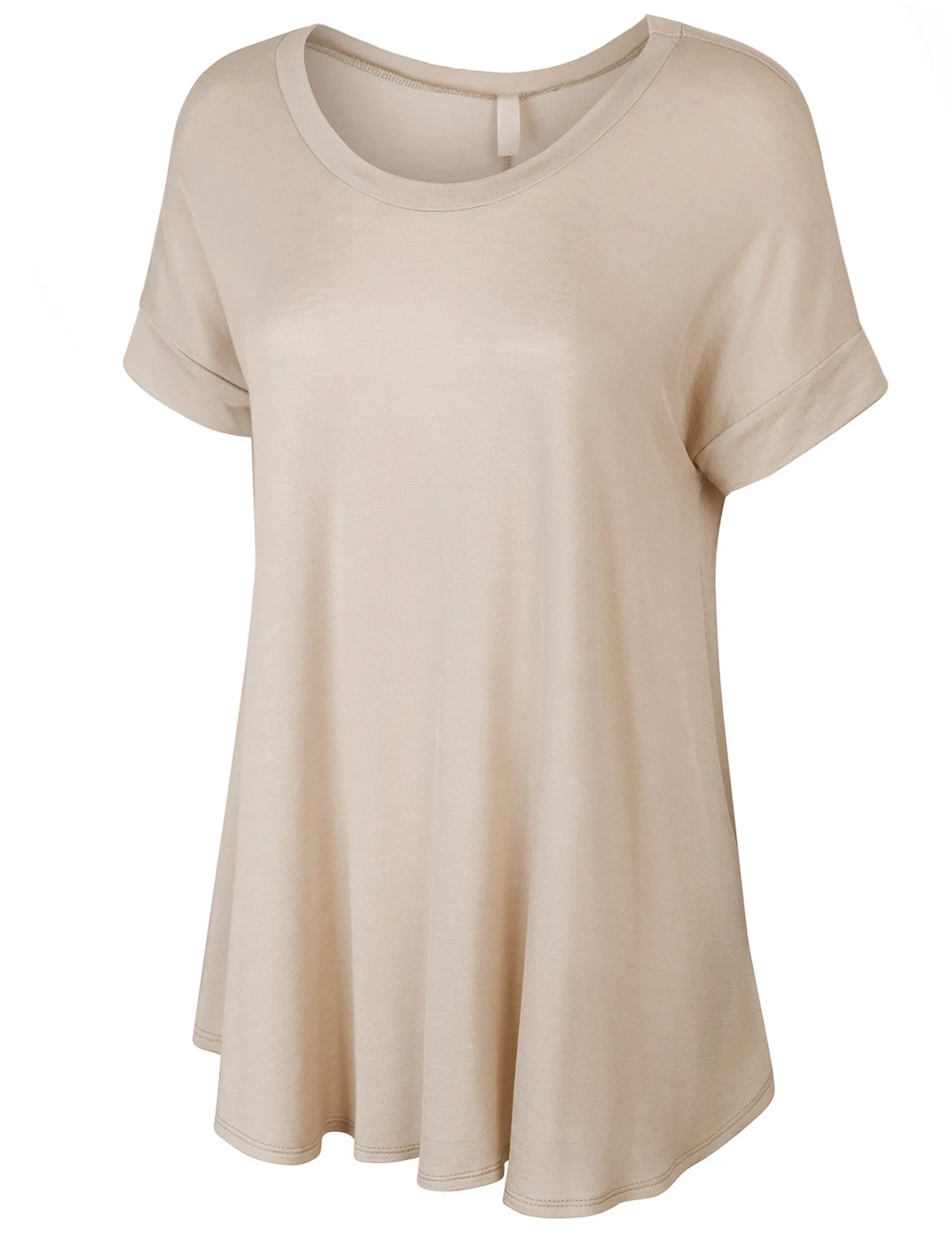 Boat Neck Short Sleeve Flowy Top T-shirts
