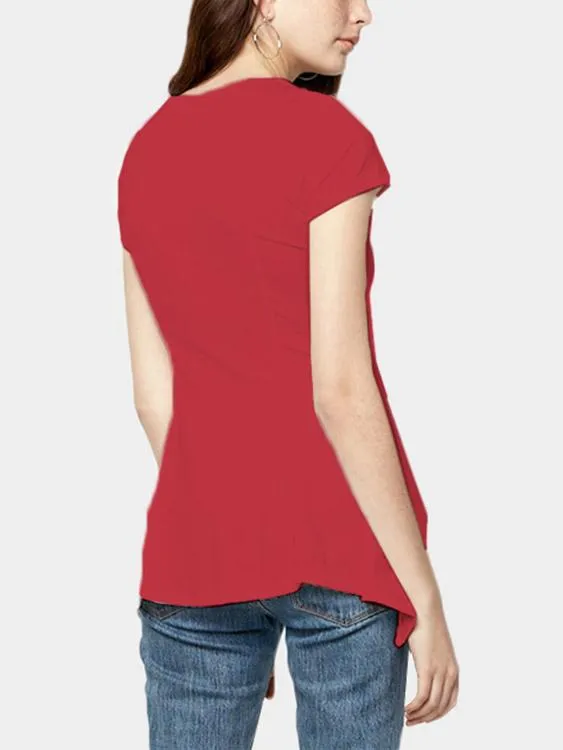 Custom Round Neck Top With Flounced Hem