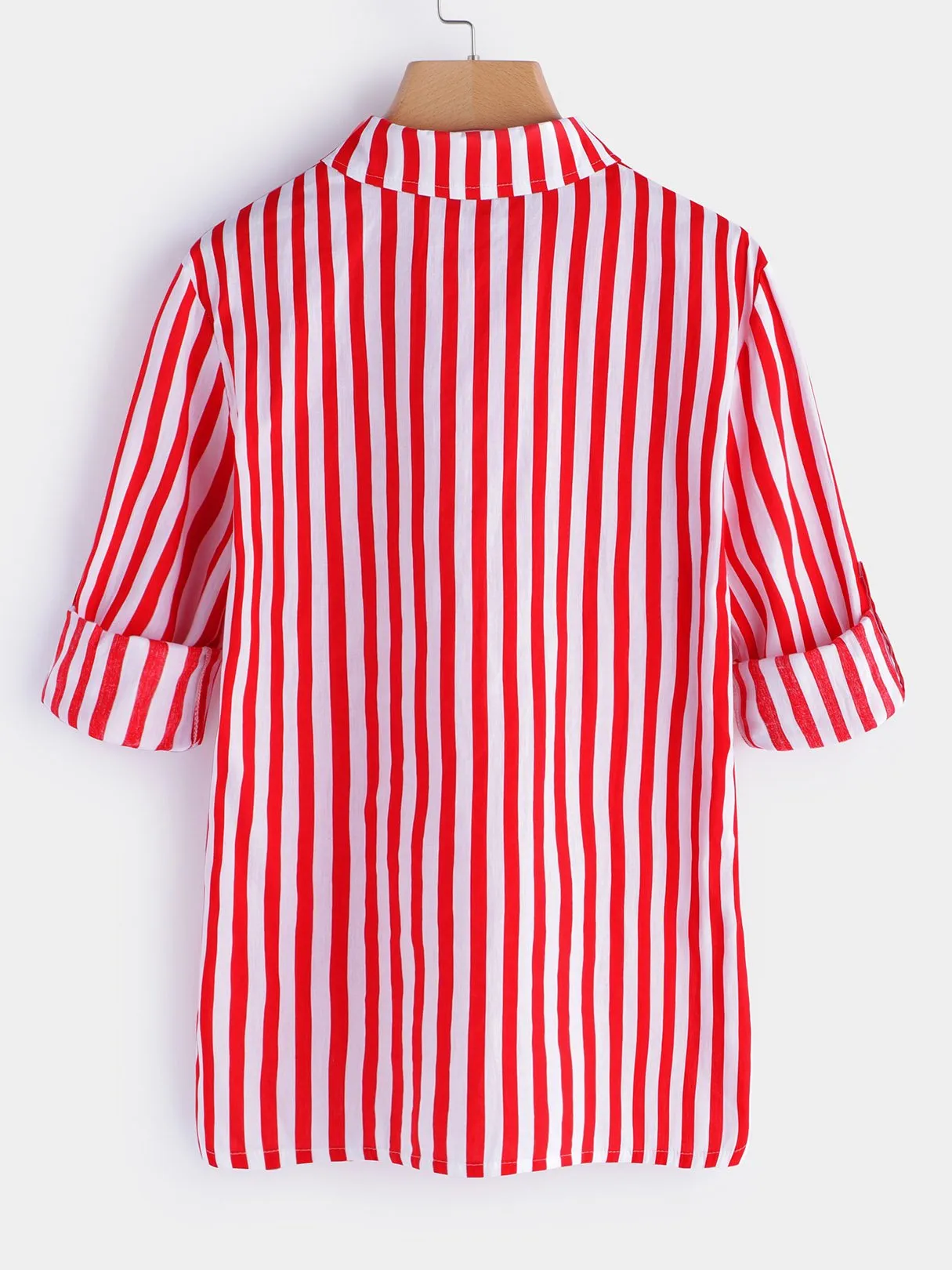 Custom Stripe Long Sleeve Red Top