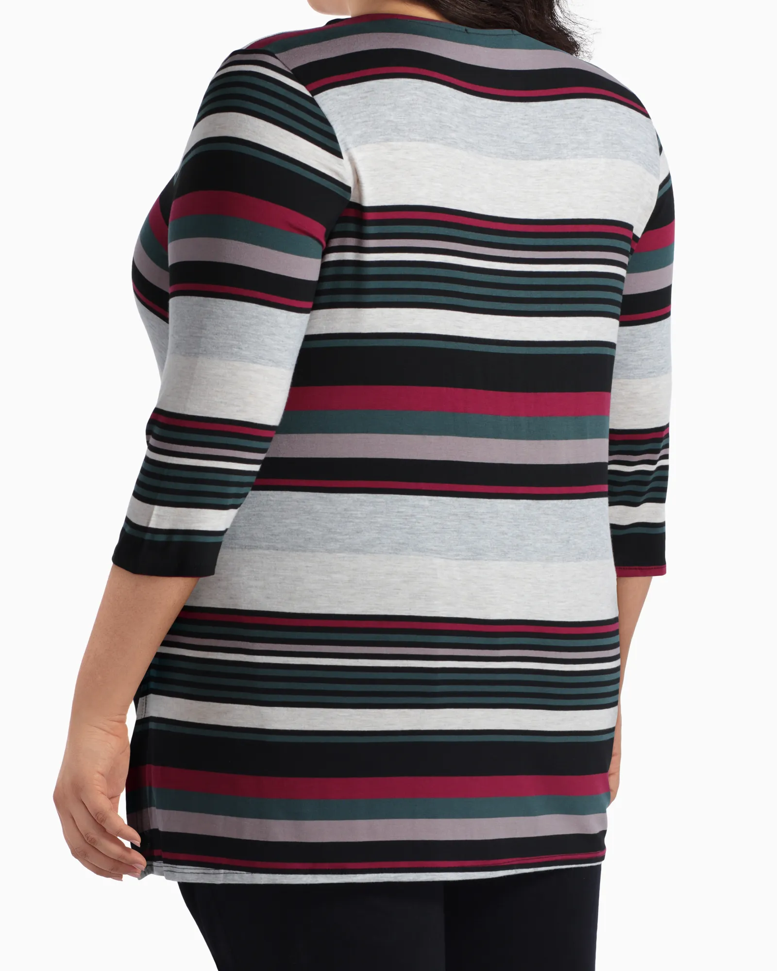Maci Side Knot Top | Light Grey / Forest Green