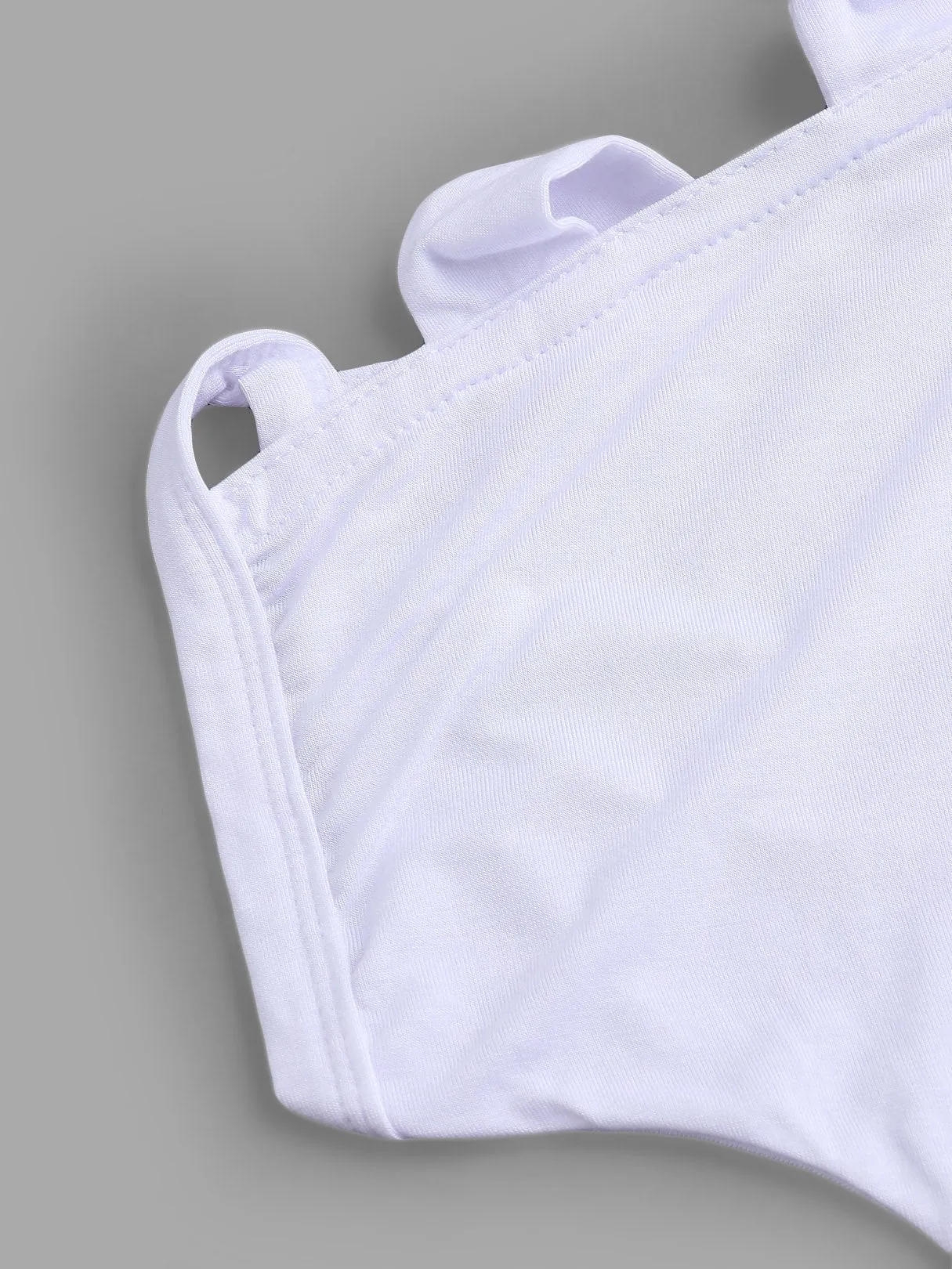 OEM ODM V-Neck Cold Shoulder Plain Hollow Cut Out Pleated Short Sleeve T-Shirts